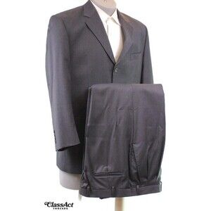 PRINCIPE 2 Piece Suit Mens Gray 3 Btn Wool 42R Pleated Fronts 36" Waist